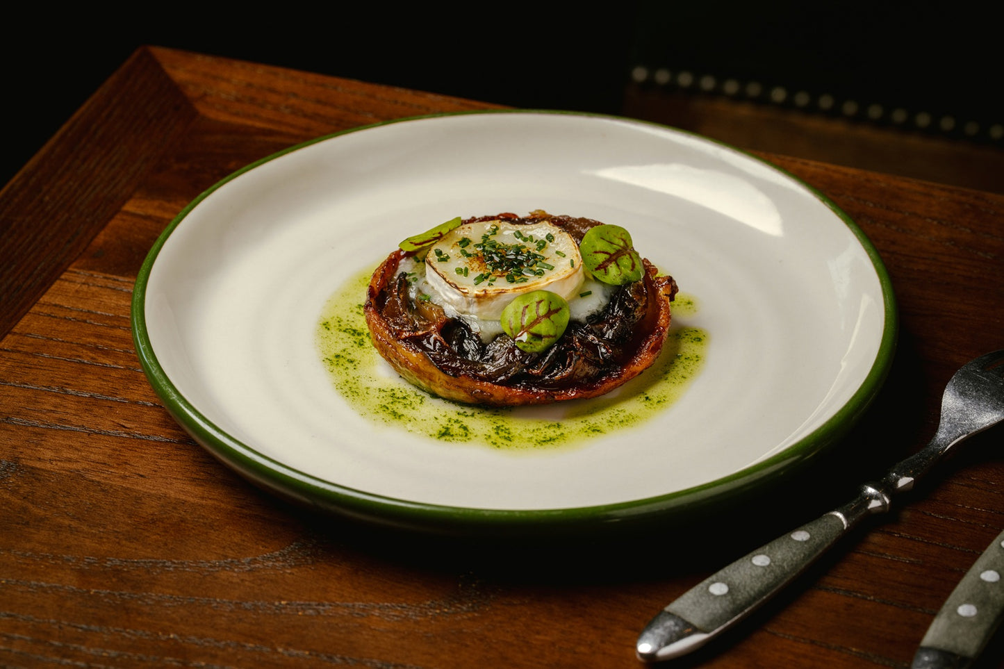 TARTE TATIN REBELLE - Caramelised endives & red onion · creamy goat cheese · flaky puff pastry